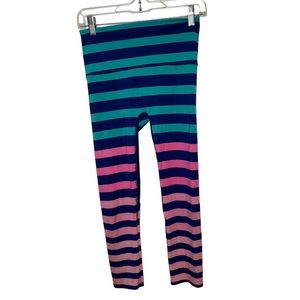 K-Deer striped Capri cropped leggings pink blue stripes